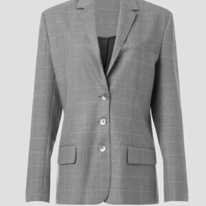 MARISSA WEBB Women's Grey Plaid Blazer‎ Size L Single Breasted Jacket